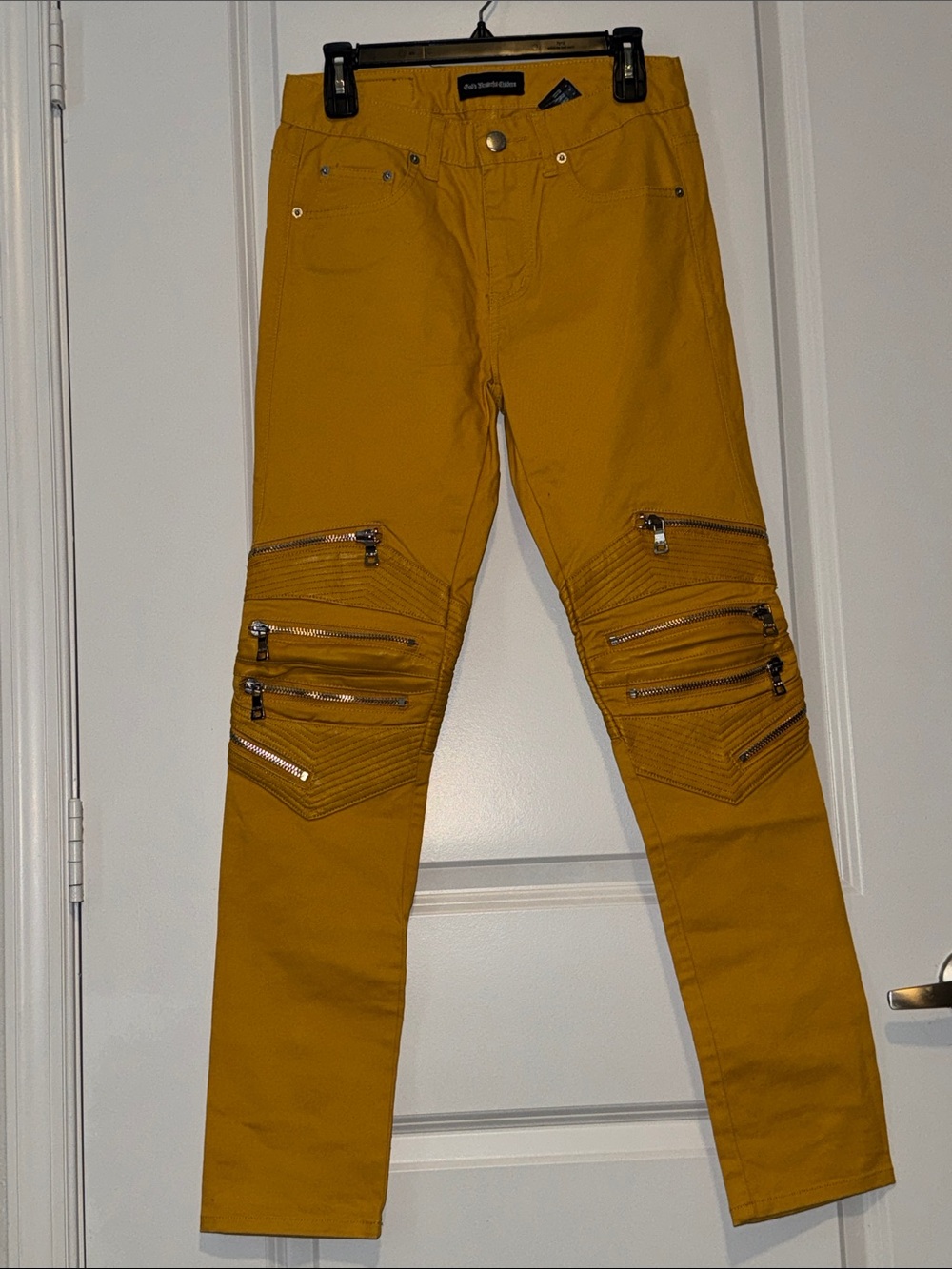Skinny Moto Jeans in Mustard Yellow by John Varvatos